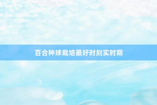 百合种球栽培最好时刻实时期